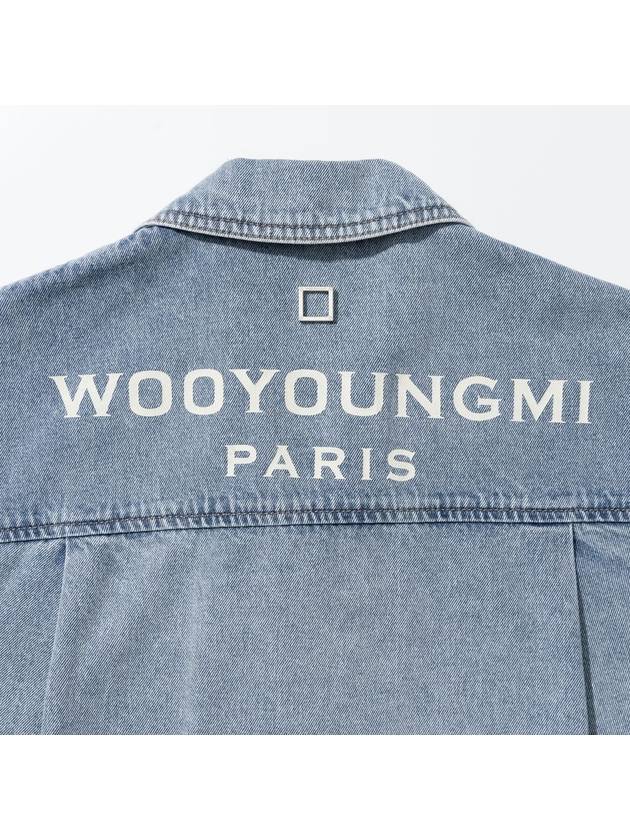 Women's Back Logo Short Sleeve Denim Shirt Blue - WOOYOUNGMI - BALAAN 4