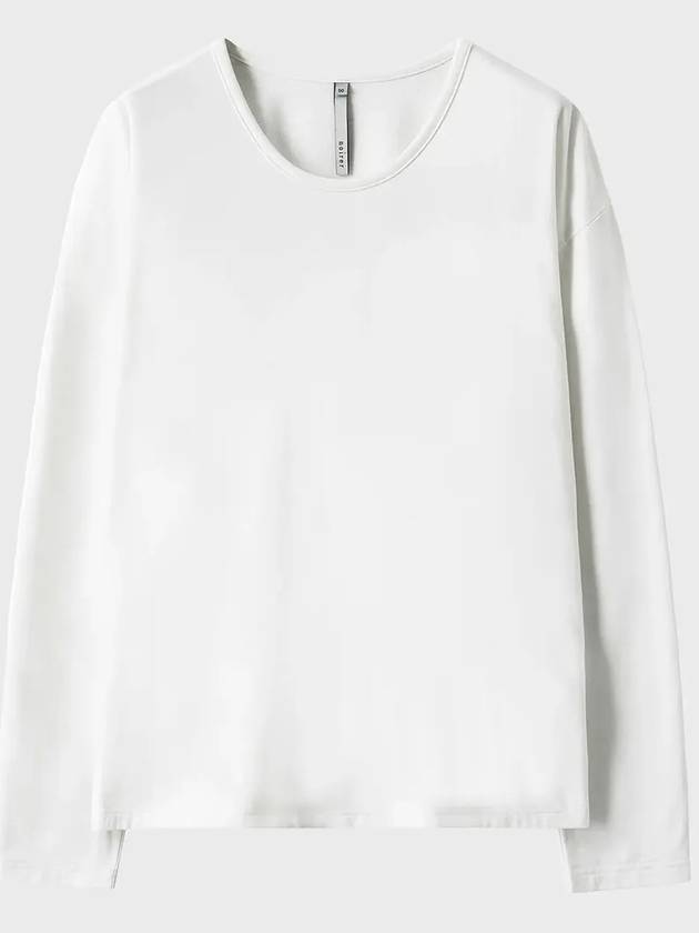 Brushed U-Neck Long Sleeve T-Shirt White - NOIRER - BALAAN 3