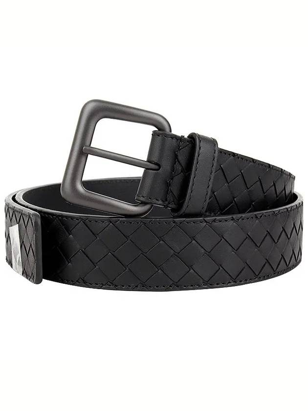 Intreciato Leather Belt Black - BOTTEGA VENETA - BALAAN 9