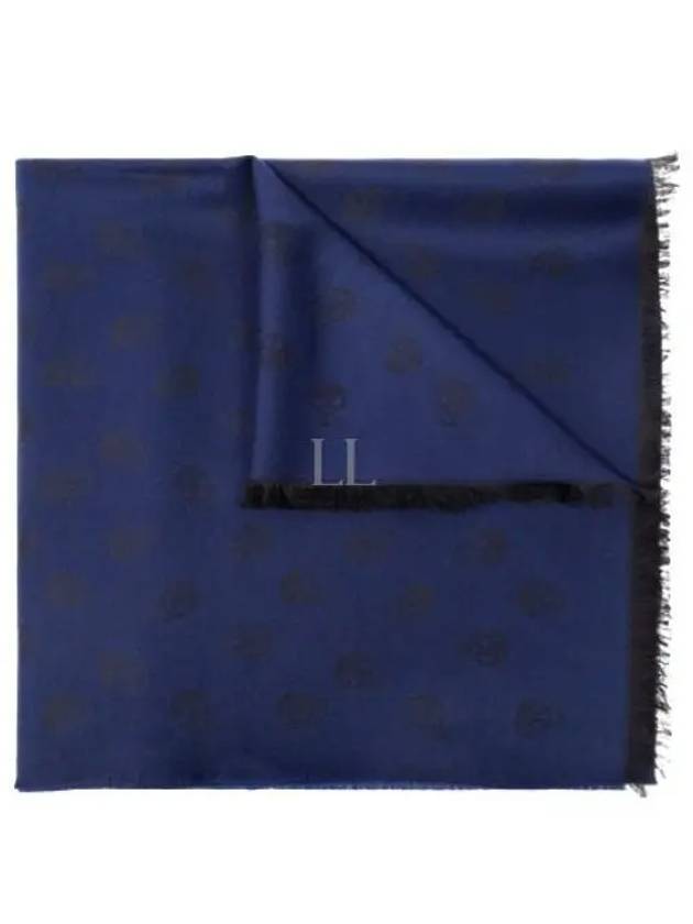 Skull Print Wool Silk Muffler Blue - ALEXANDER MCQUEEN - BALAAN 2