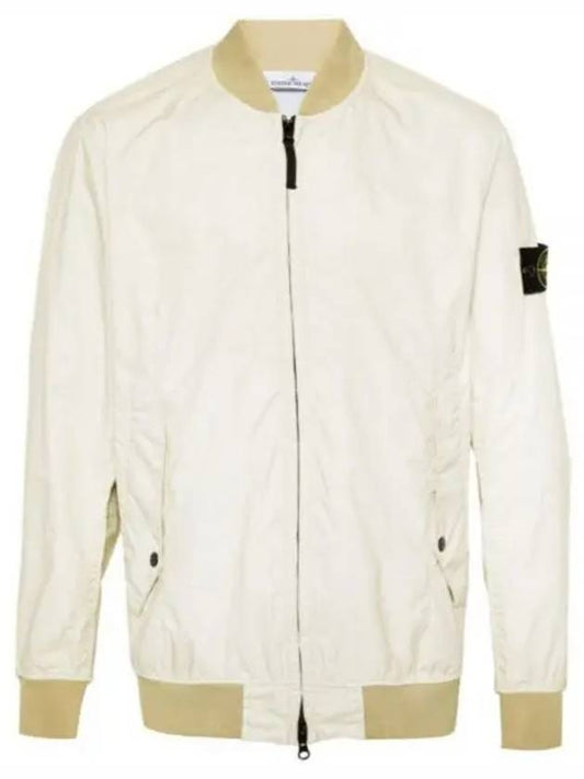 Men's Wappen Patch Zip-Up Bomber Jacket Neutrans Green - STONE ISLAND - BALAAN 2