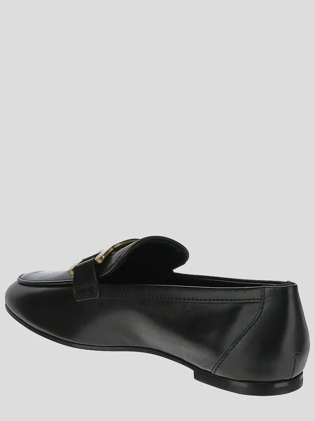 Kate Metal Logo Leather Loafers Black - TOD'S - BALAAN 4