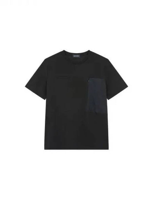 Men s Mesh Pocket Crew Neck T Shirt Black 271756 - HERNO - BALAAN 1