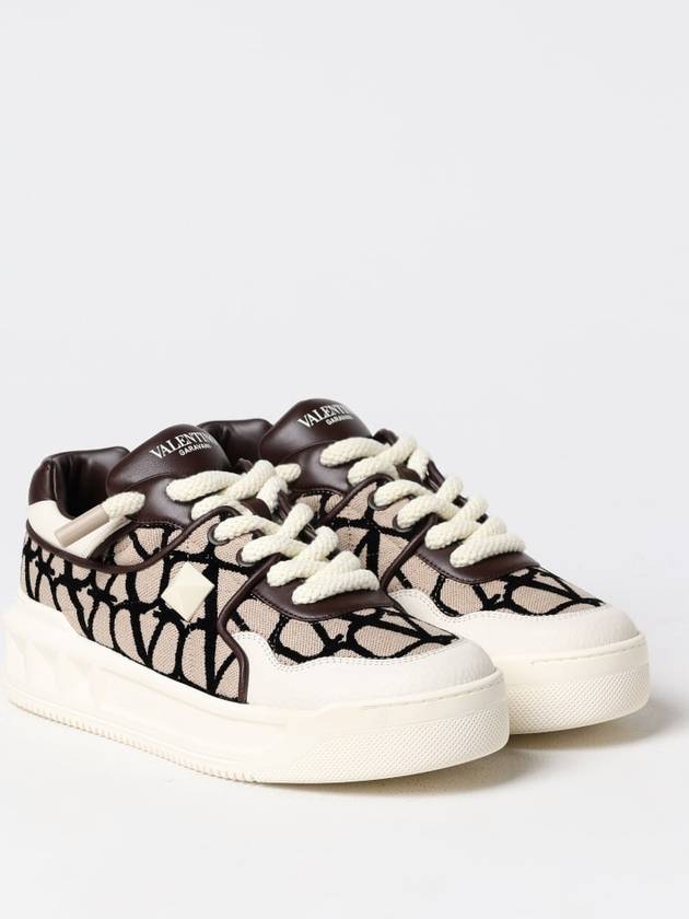 Iconography Leather Low Top Sneakers Brown - VALENTINO - BALAAN 3