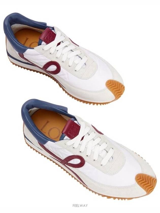 Flow Runner Nylon Suede Low Top Sneakers White Denim Raspberry - LOEWE - BALAAN 4