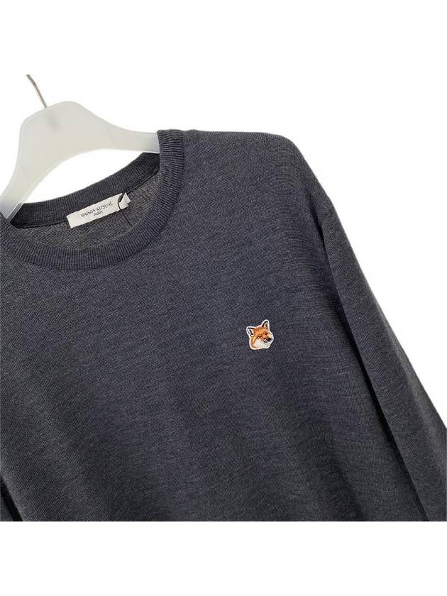 Fox Head Patch Regular Round Neck Pullover Knit Top Anthracite Melange - MAISON KITSUNE - BALAAN 4