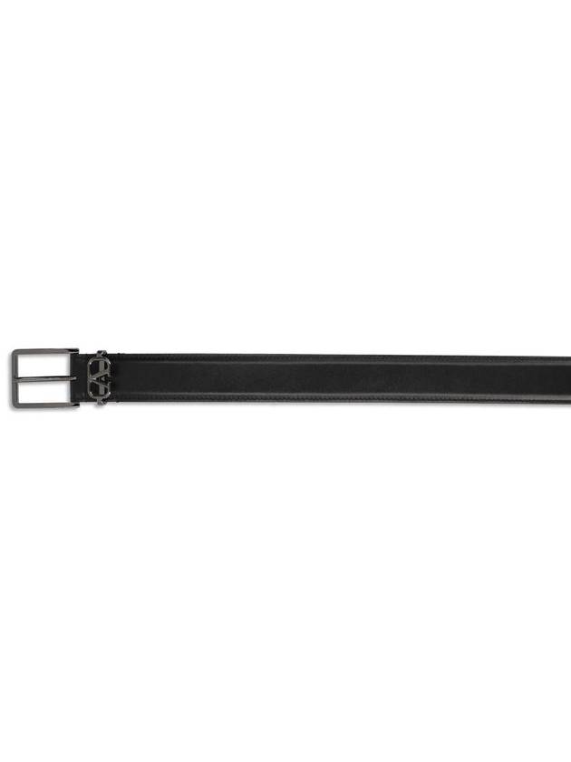 V Logo Signature Leather Belt Black - VALENTINO - BALAAN 3