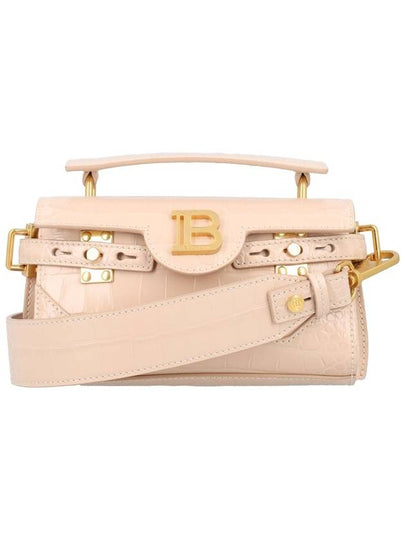 B Buds 19 Croc Embossed Leather Shoulder Bag Nude - BALMAIN - BALAAN 2