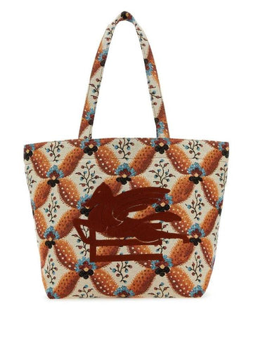 FLORAL Embroidered canvas medium Soft Trotter shopping bag 1P0487112 750 - ETRO - BALAAN 1