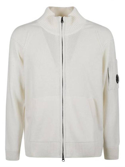 Lambswool GRS Zipped Cardigan White - CP COMPANY - BALAAN 2