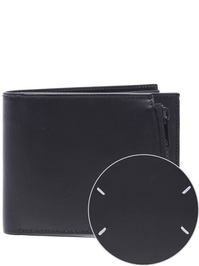 Stitched Zipper Leather Half Wallet Black - MAISON MARGIELA - BALAAN 2