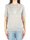 Women's Logo Cashmere Knit Top Gray - PRADA - BALAAN 2