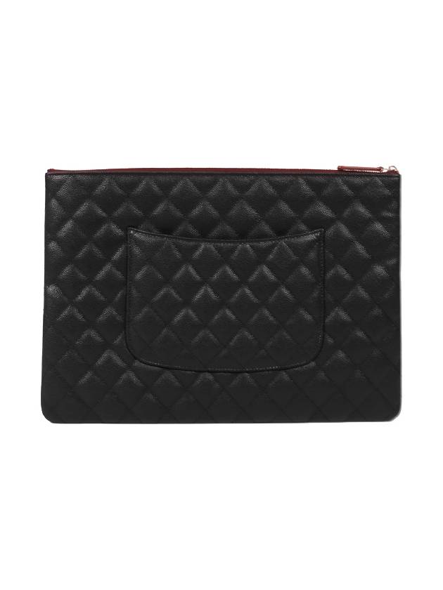 Large Classic Caviar Silver Logo Clutch Bag Black - CHANEL - BALAAN 3