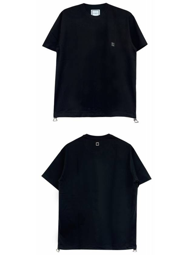 Men's String Detail Short Sleeve T-Shirt Black - WOOYOUNGMI - BALAAN 5