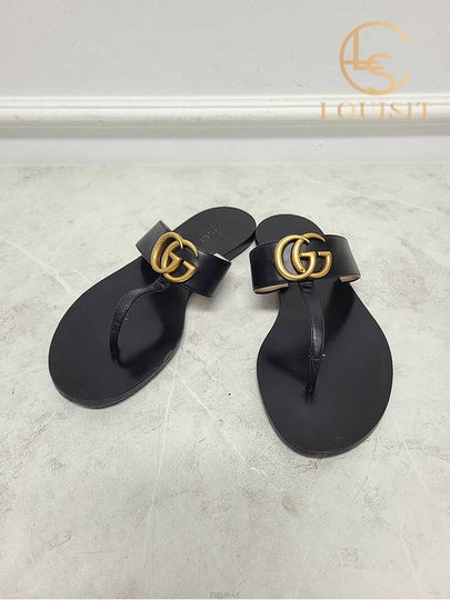 Used luxury goods Lewis It 35 5 Black GG Marmont flip flop T sandals - GUCCI - BALAAN 2