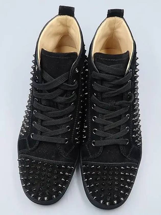 LOUIS FLAT VEAU VELOURS Black Suede Spike Men s High Top Sneakers Size 42 - CHRISTIAN LOUBOUTIN - BALAAN 6