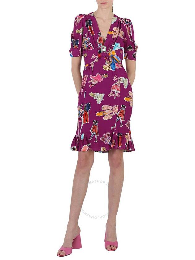 Moschino Ladies Purple Illustration Print Dress, Brand Size 38 (US Size 4) - MOSCHINO - BALAAN 1