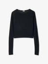 Women's Cropped Long Sleeve T-Shirt Black - SAINT LAURENT - BALAAN 2