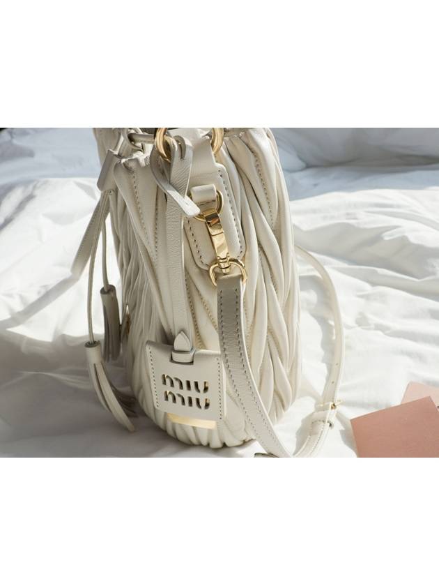 Matelasse Nappa Leather Bucket Bag White - MIU MIU - BALAAN 9