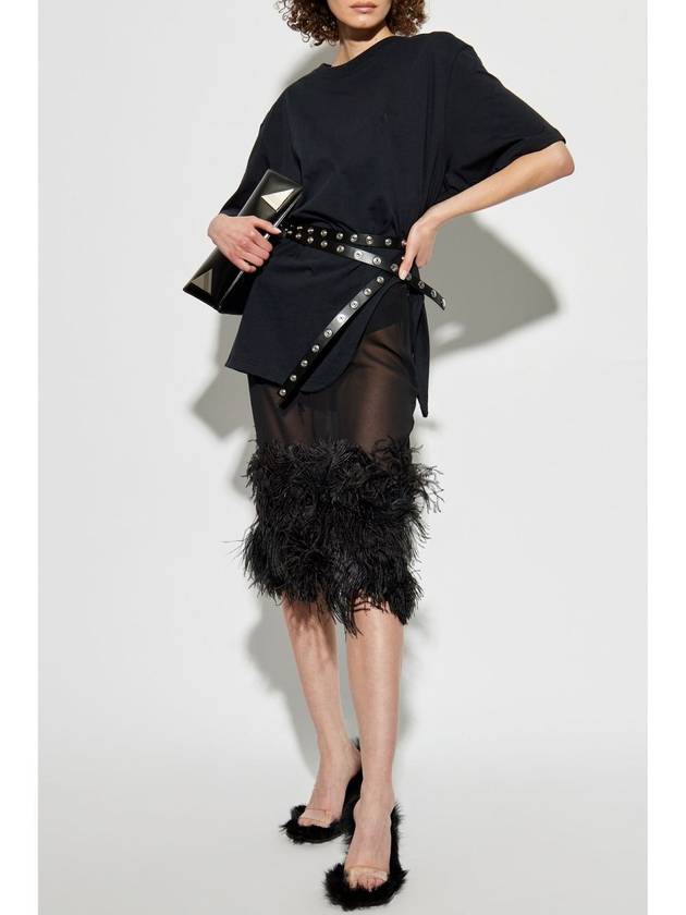 ostrich feather-trim midi skirt - THE ATTICO - BALAAN 2