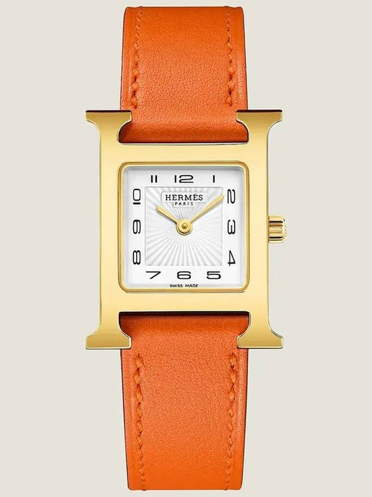 H Hour Small Model 25mm Watch Gold Orange - HERMES - BALAAN 2