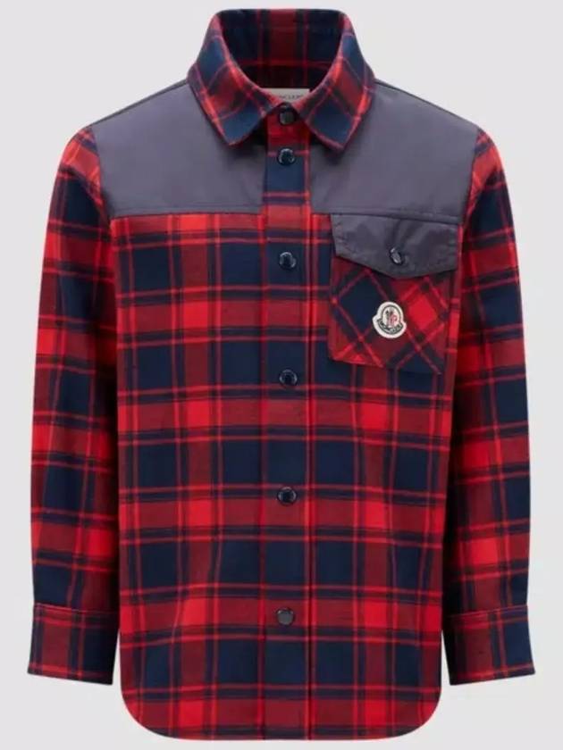 Moncler Kids Logo Check Shirt 2F00002549XX 456 - BOBO CHOSES - BALAAN 1