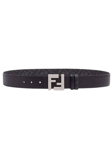 FF Square Reversible Belt Black Brown - FENDI - BALAAN 1