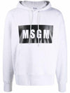 Box Logo Print Cotton Hoodie Grey - MSGM - BALAAN 2