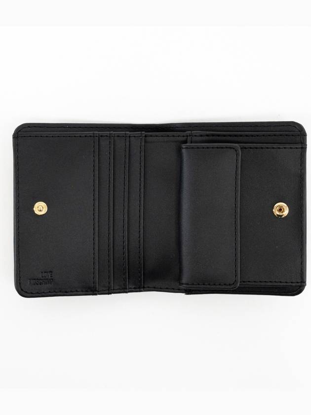 Logo Plaque Press Stud Half Wallet Black - MOSCHINO - BALAAN 3