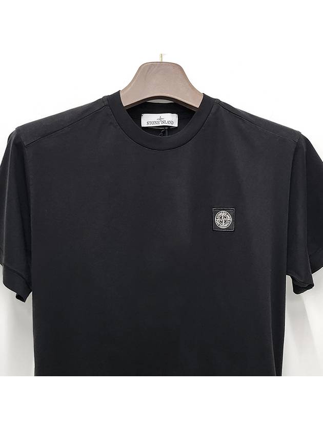 Logo Patch Short Sleeve T-Shirt Black - STONE ISLAND - BALAAN 9