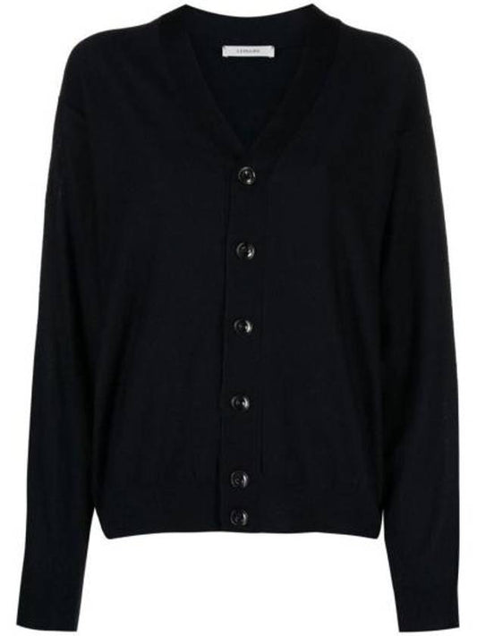 Relaxed Twisted Merino Wool Blend Cardigan Navy - LEMAIRE - BALAAN 1