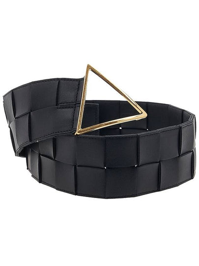 Intrecciato Triangle Buckle Leather Belt Black - BOTTEGA VENETA - BALAAN 2