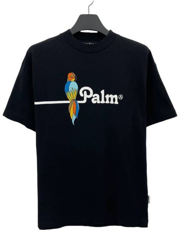 Parrot Palm Print Short Sleeve TShirt PMAA009S22 - PALM ANGELS - BALAAN 1