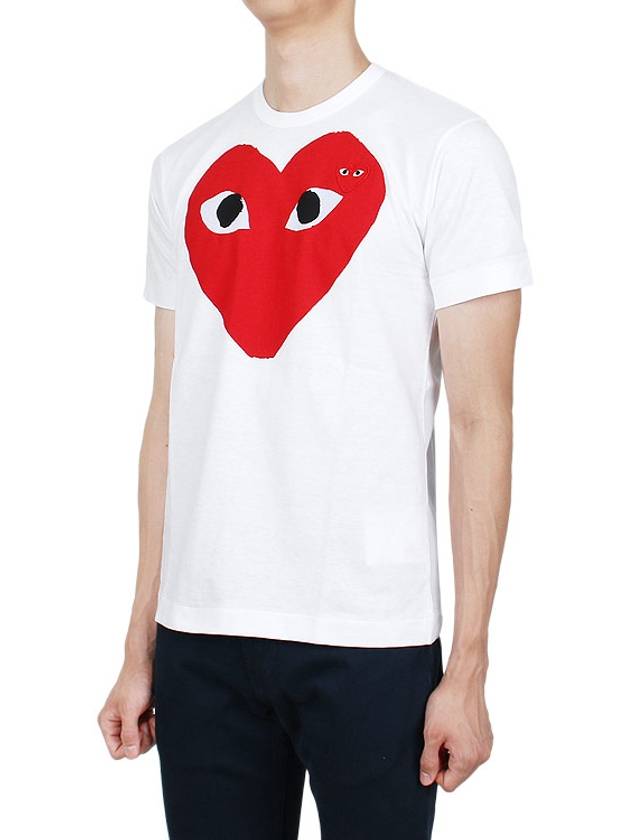 Men's Black Eye Red Double Heart Short Sleeve T-Shirt P1 T026 1 White - COMME DES GARCONS - BALAAN 4