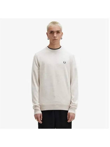 Fred Perry Baseline Classic Crew Neck Merino Wool Knit Porridge AFPM2439601 X23 - FRED PERRY - BALAAN 1