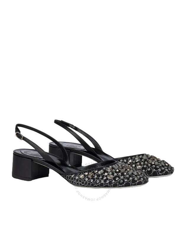 Rene Caovilla Black Cinderella 40 Crystal Slingback Pumps, Brand Size 35 ( US Size 5 ) - RENE CAOVILLA - BALAAN 2