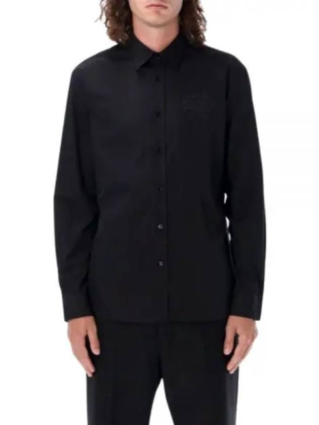 Embroidered Logo Long Sleeve Shirt Black - BURBERRY - BALAAN 2