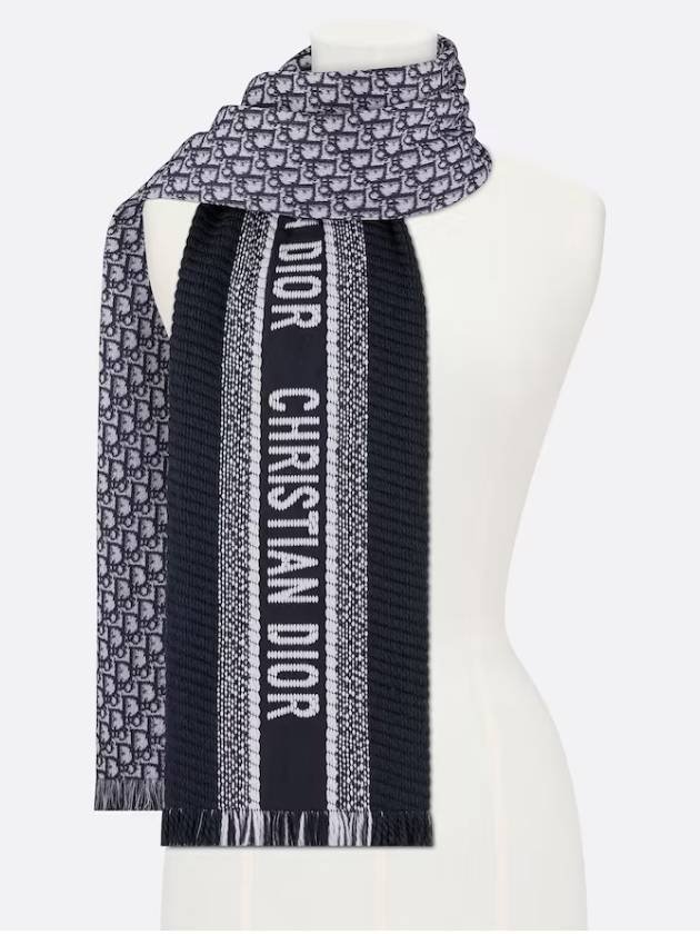 Oblique University Reversible Wool Muffler Blue - DIOR - BALAAN 4