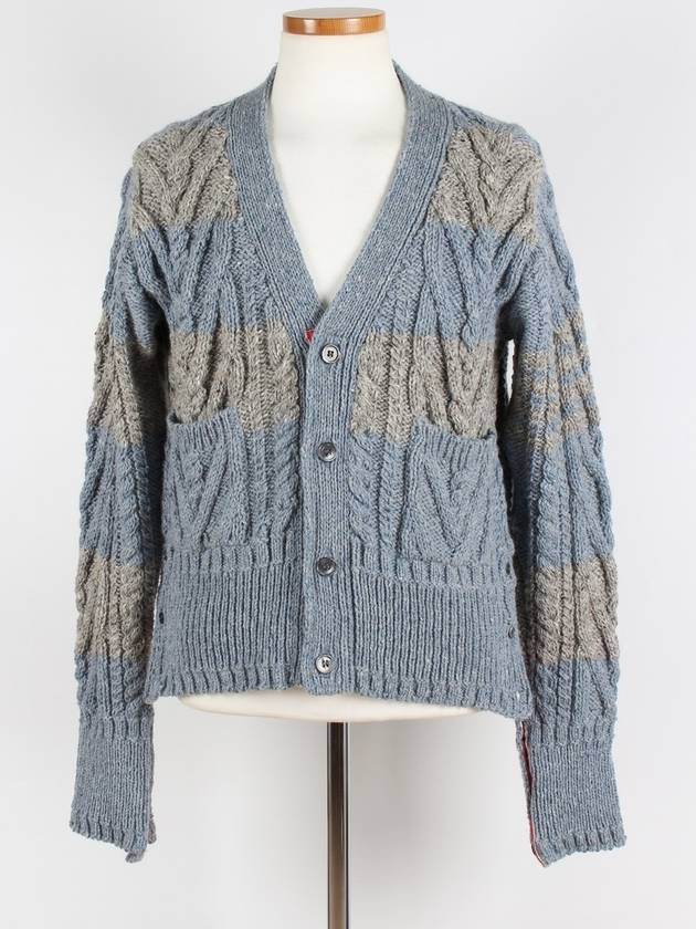 Aran cable cardigan MKC289B - THOM BROWNE - BALAAN 1