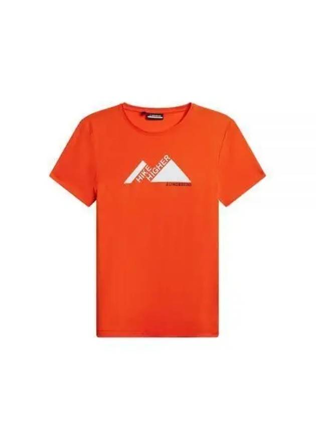 Golf Valeria Graphic Short Sleeve T-Shirt Tangerine Tango - J.LINDEBERG - BALAAN 2