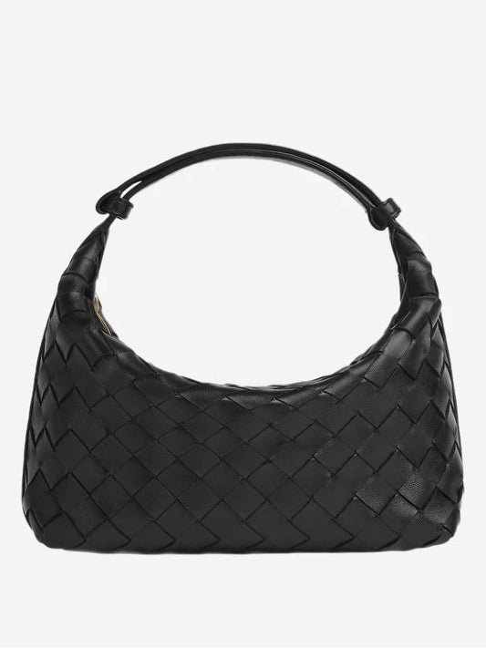 Women's Intrecciato Mini Leather Shoulder Bag Black - BOTTEGA VENETA - BALAAN 2