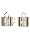 Woody Small Canvas Tote Bag Navy Beige - CHLOE - BALAAN 8