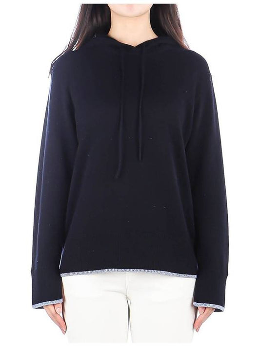 Women's Relaxed Cashmere Cotton Hoodie Navy - THEORY - BALAAN 2