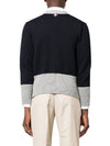 Three Stripe V Neck Cotton Cardigan Navy - THOM BROWNE - BALAAN 5