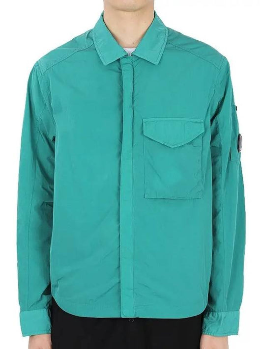 Men's Chrome R Over Long Sleeve Shirt Green - CP COMPANY - BALAAN.