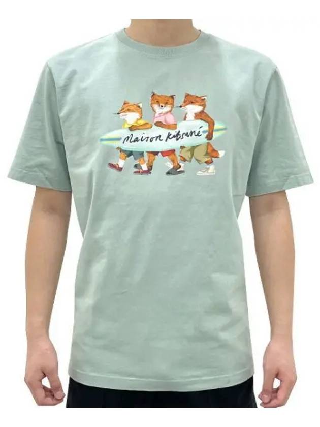 Surfing Fox Comfort Short Sleeve T Shirt Seafoam 39061806 271794 1100225 - MAISON KITSUNE - BALAAN 1