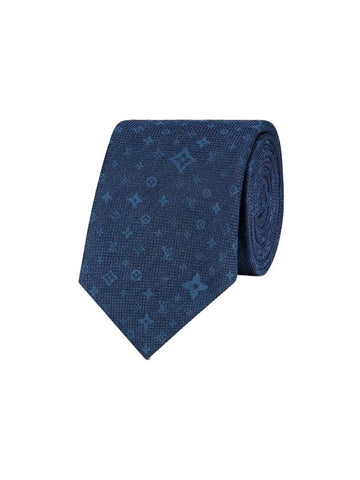 MNG Stars Monogram Silk Tie Navy - LOUIS VUITTON - BALAAN 1