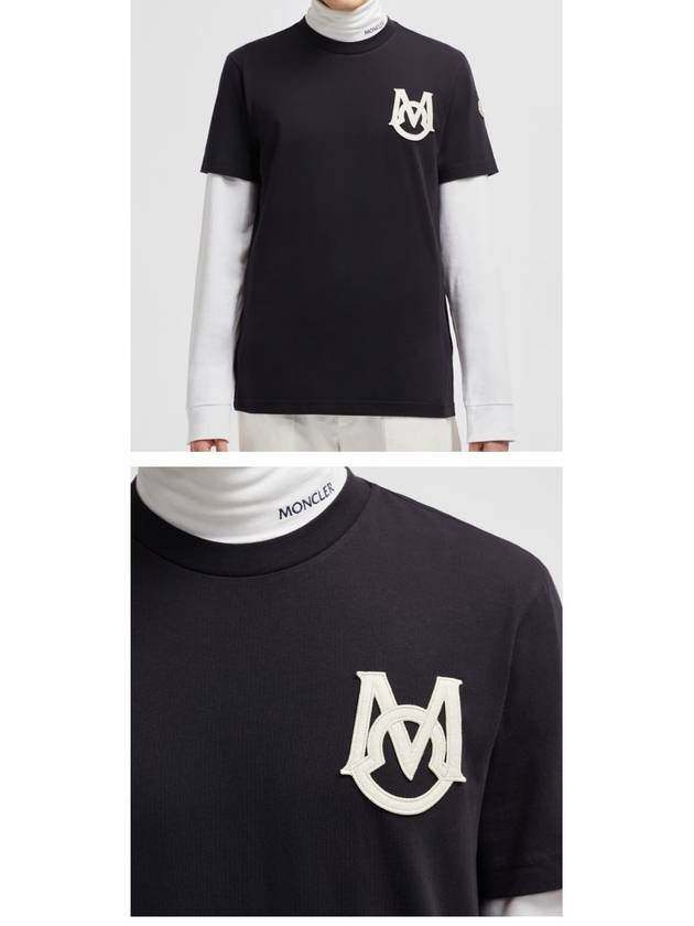 Monogram Logo Short Sleeve T-Shirt Navy - MONCLER - BALAAN 6