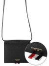 Pebble Calfskin Leather Card Holder With Strap Black - THOM BROWNE - BALAAN 2