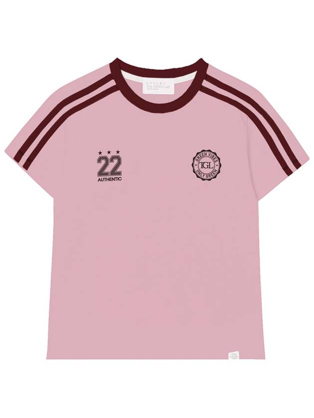 SOCCER FOOTBALL DOUBLE TAPE SHORT SLEEVE T LIGHT PINK - THE GREEN LAB - BALAAN 7